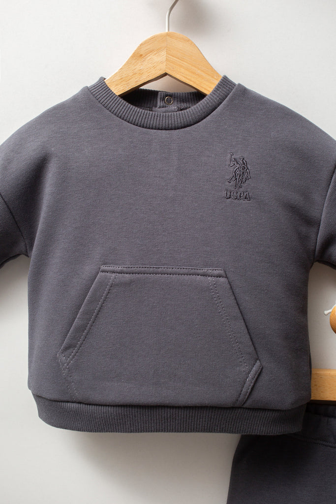 U.S. Polo Assn. siva trenerka za dječake sa velikim džepom-[SKU]