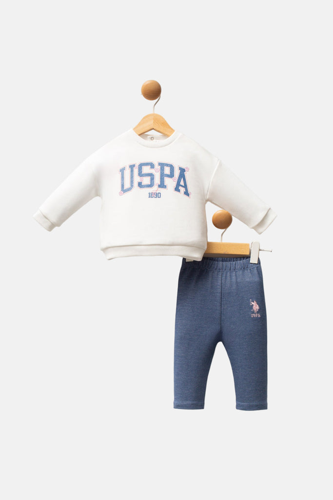 U.S. Polo Assn. bijela trenerka za djevojčice sa natpisom-[SKU]