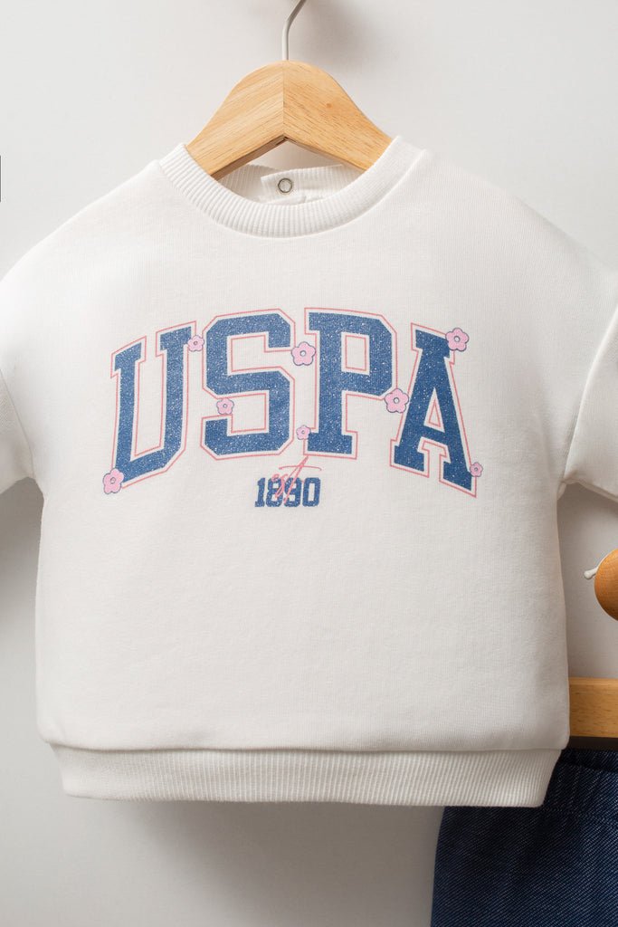 U.S. Polo Assn. bijela trenerka za djevojčice sa natpisom-[SKU]