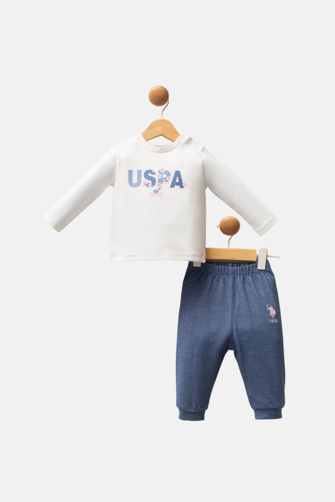 U.S. Polo Assn. plava trenerka za djevojčice sa majicom-[SKU]