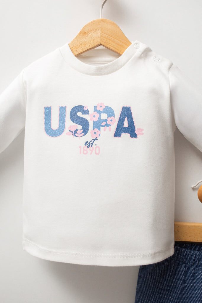 U.S. Polo Assn. plava trenerka za djevojčice sa majicom-[SKU]