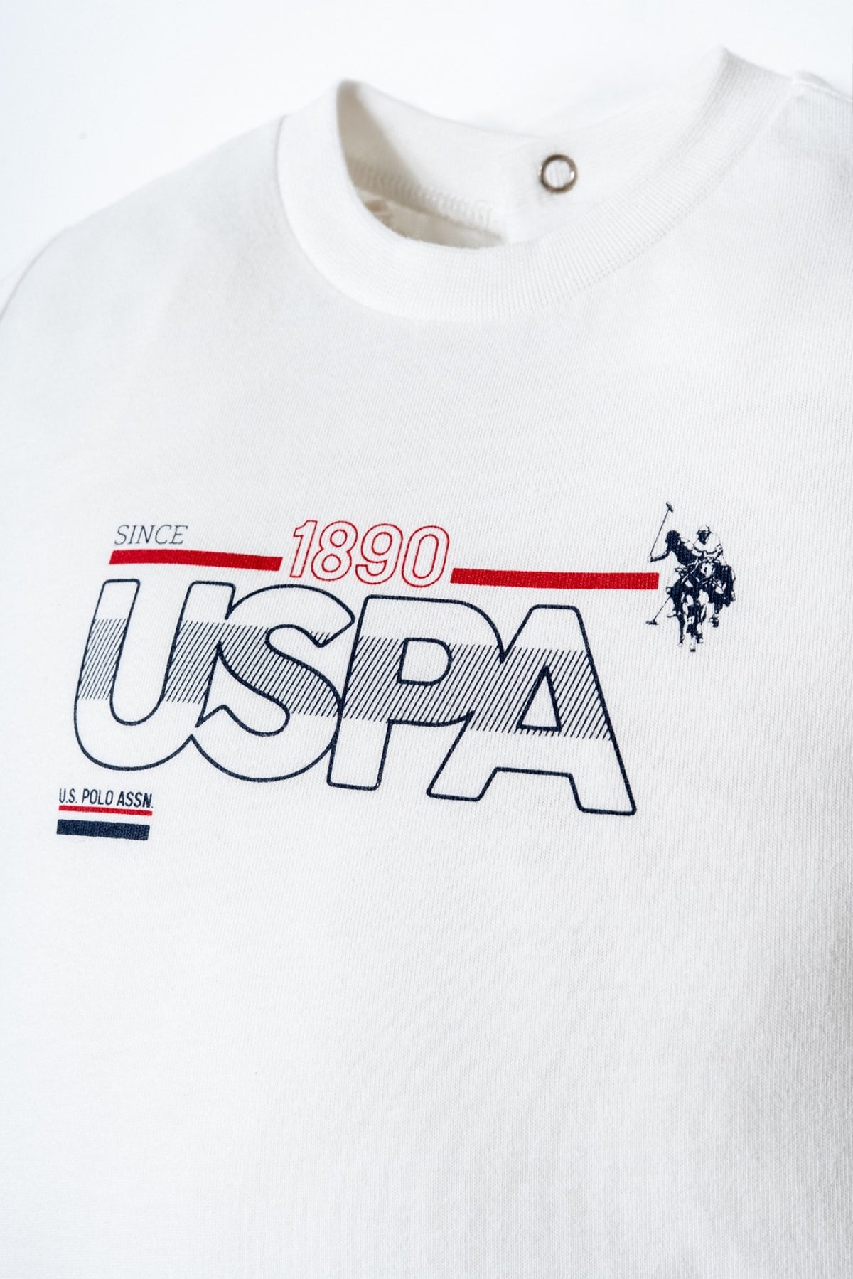 U.S. Polo Assn. bijeli komplet majice s USPA printom i prugastog šorca za bebe