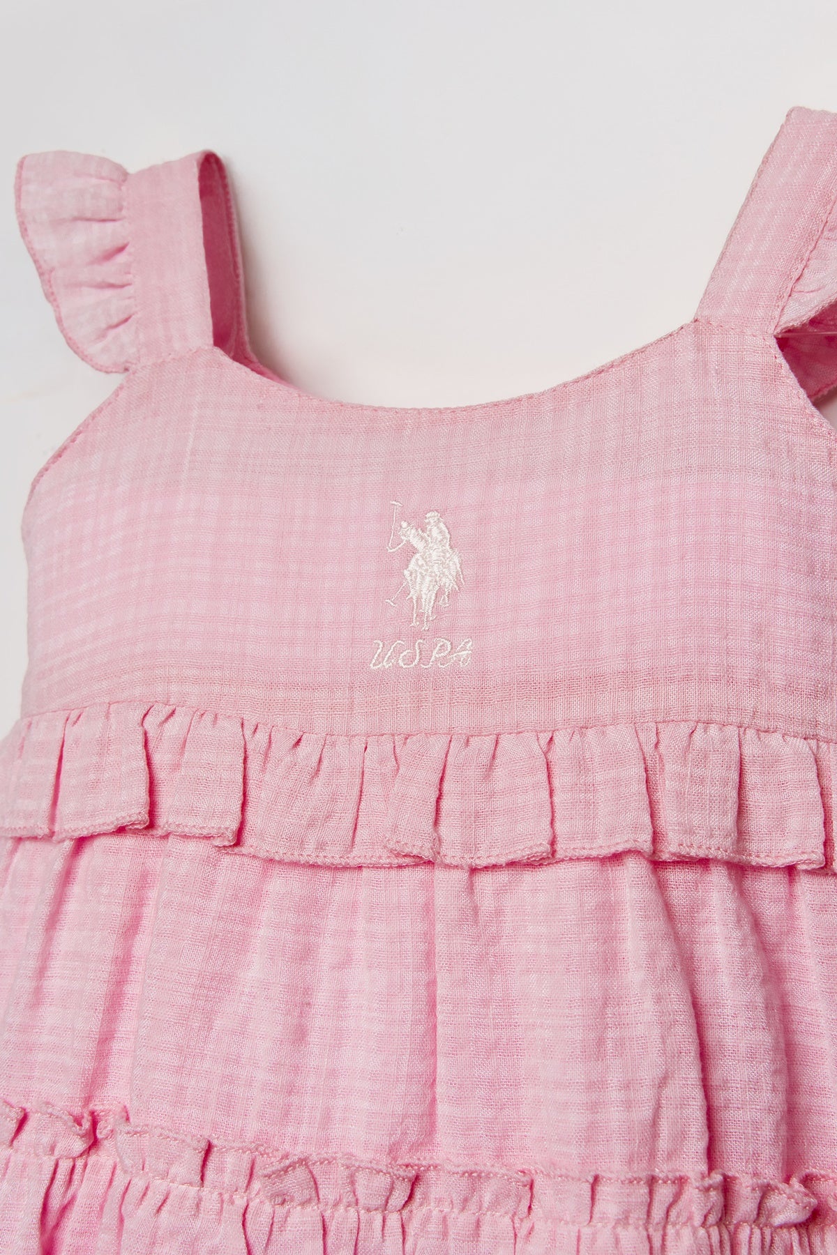 U.S. Polo Assn. roza haljina za djevojčice na volane sa bijelim logom