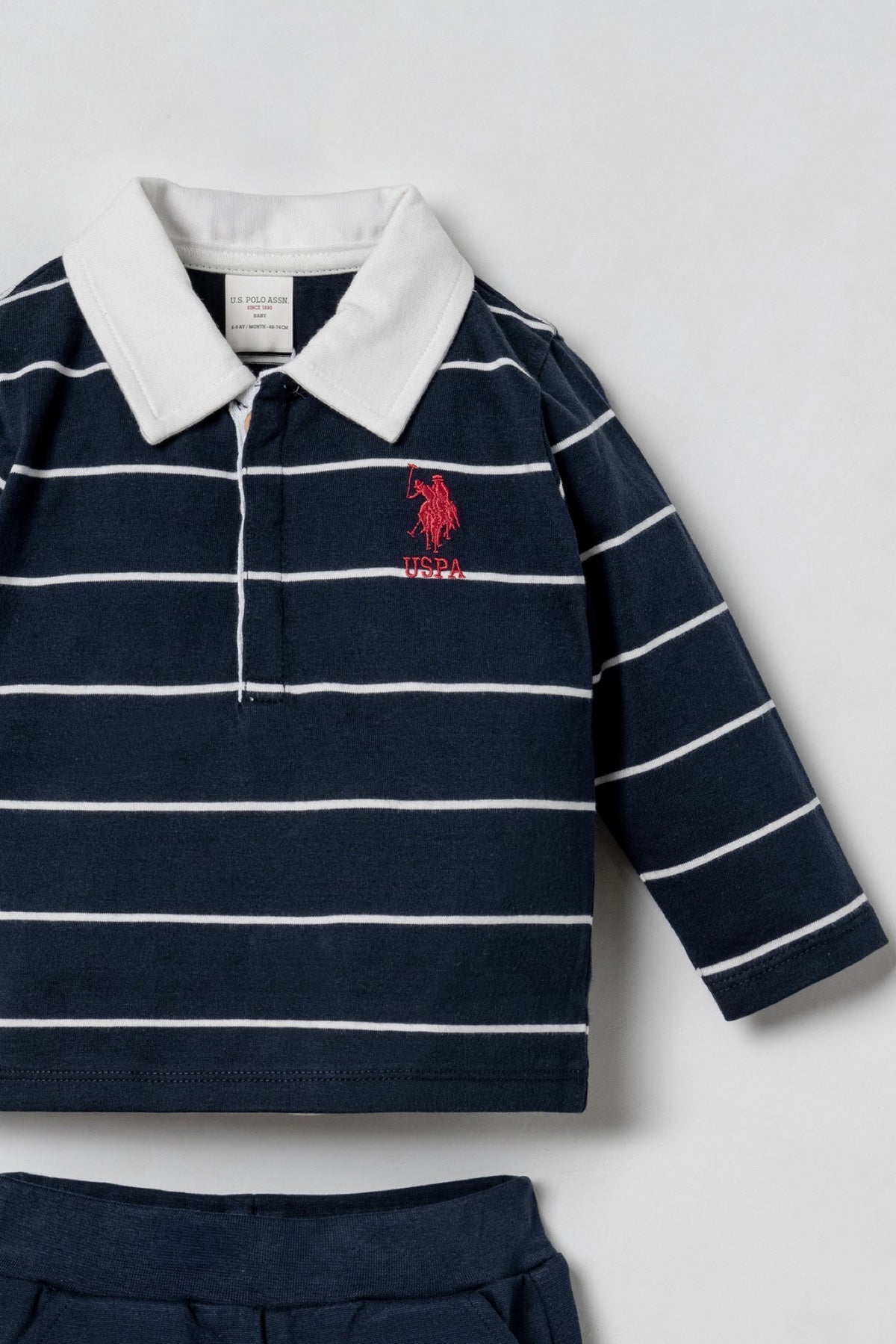 U.S. Polo Assn. teget komplet trenerke za bebe s prugastom polo majicom i cargo hlačama