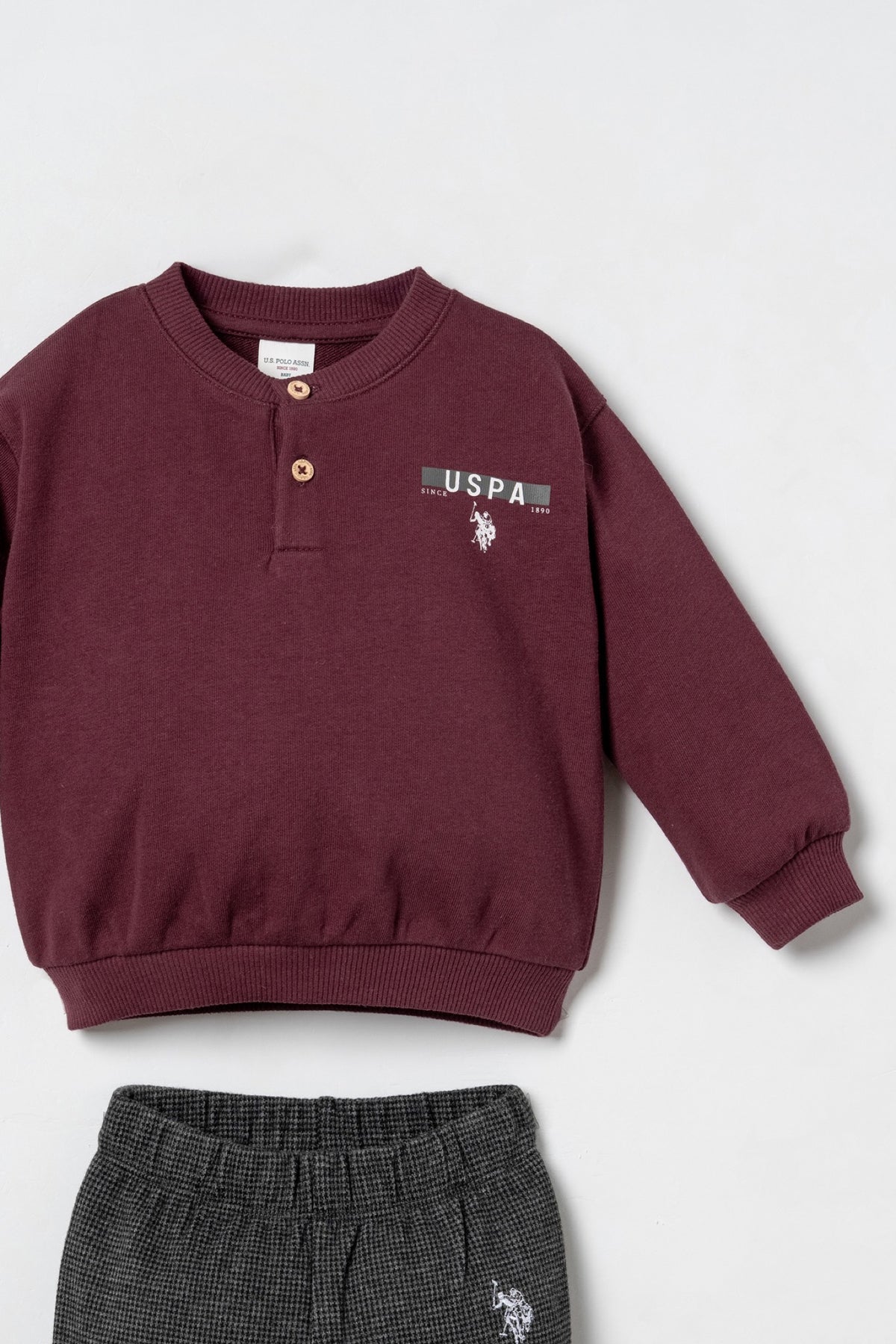 U.S. Polo Assn. bordo komplet trenerke za bebe s dukserom na kopčanje
