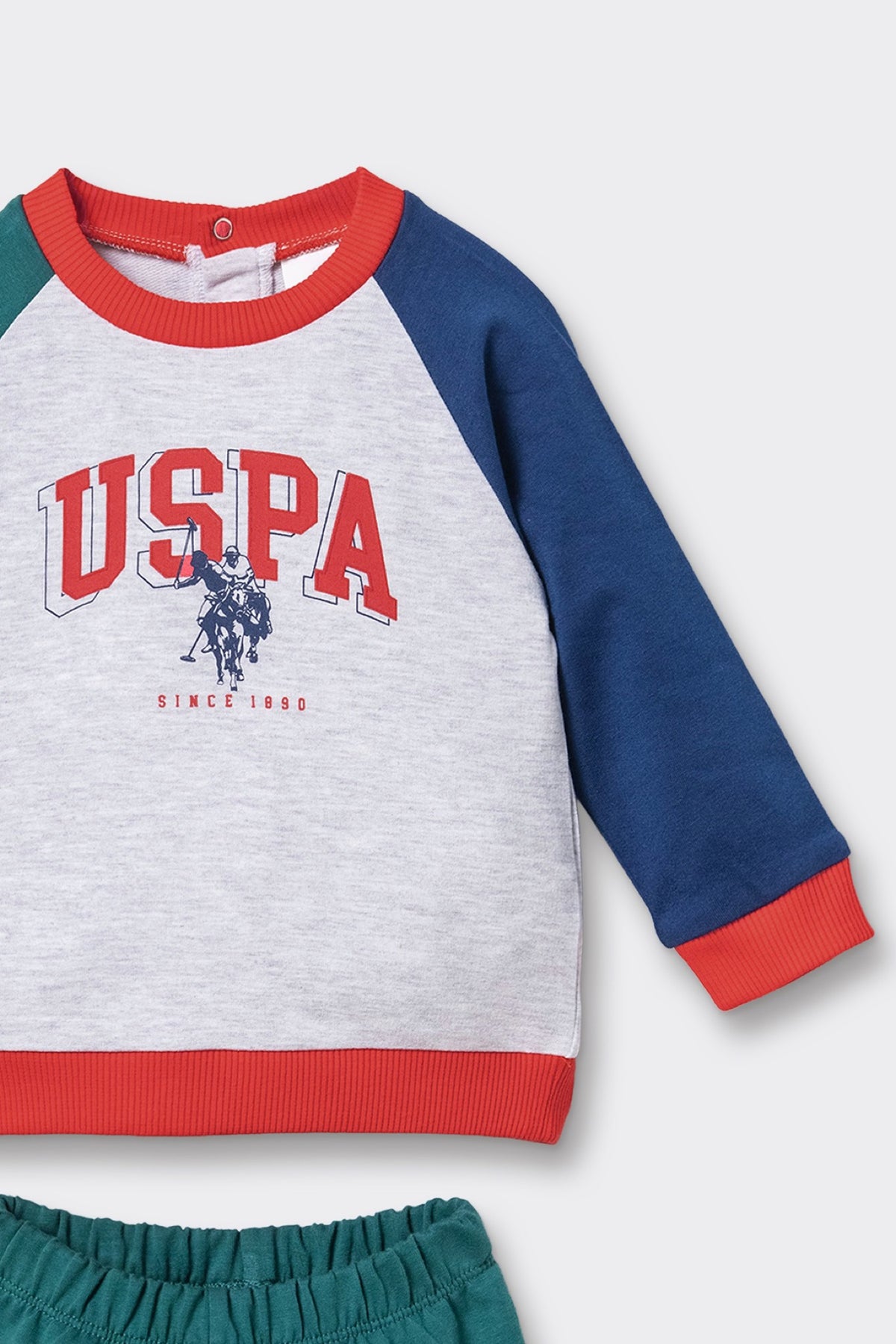 U.S. Polo Assn. sivi melanž komplet trenerke za bebe s raglan rukavima