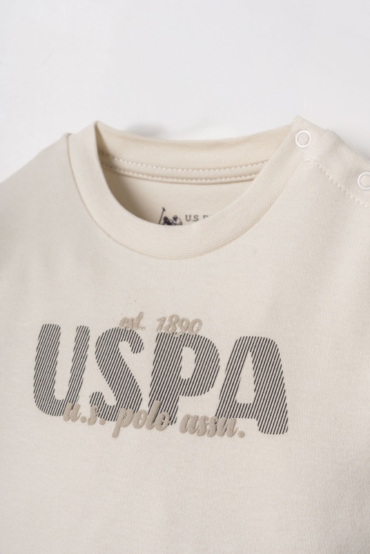U.S. Polo Assn. bež komplet trenerke za bebe od 3 dijela s kapuljačom