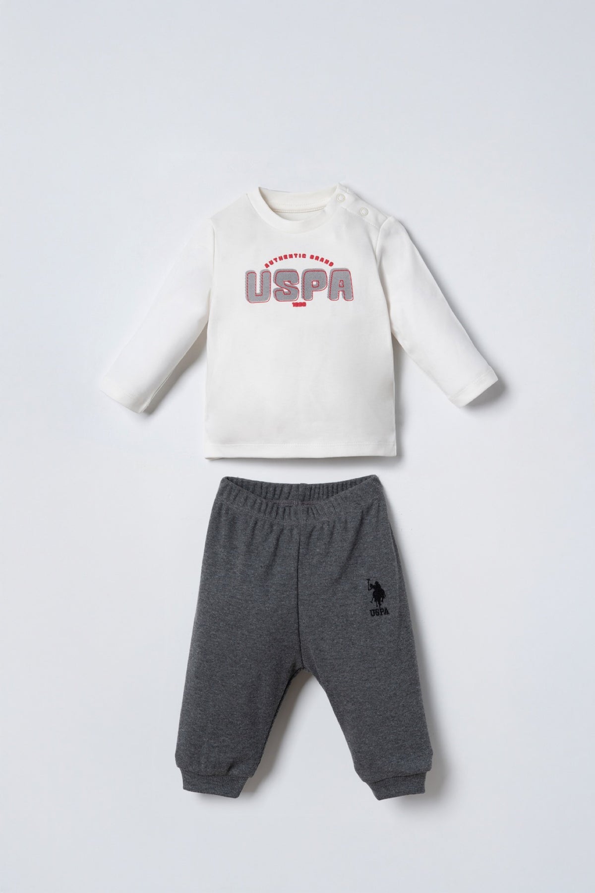 U.S. Polo Assn. crveni komplet trenerke za bebe od 3 dijela s kapuljačom