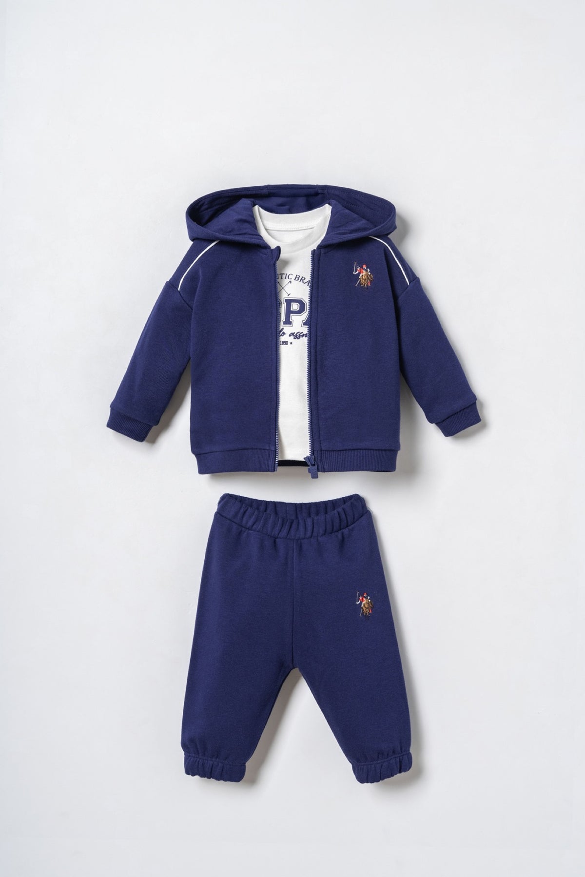 U.S. Polo Assn. teget komplet trenerke za bebe od 3 dijela s bijelom bordurom