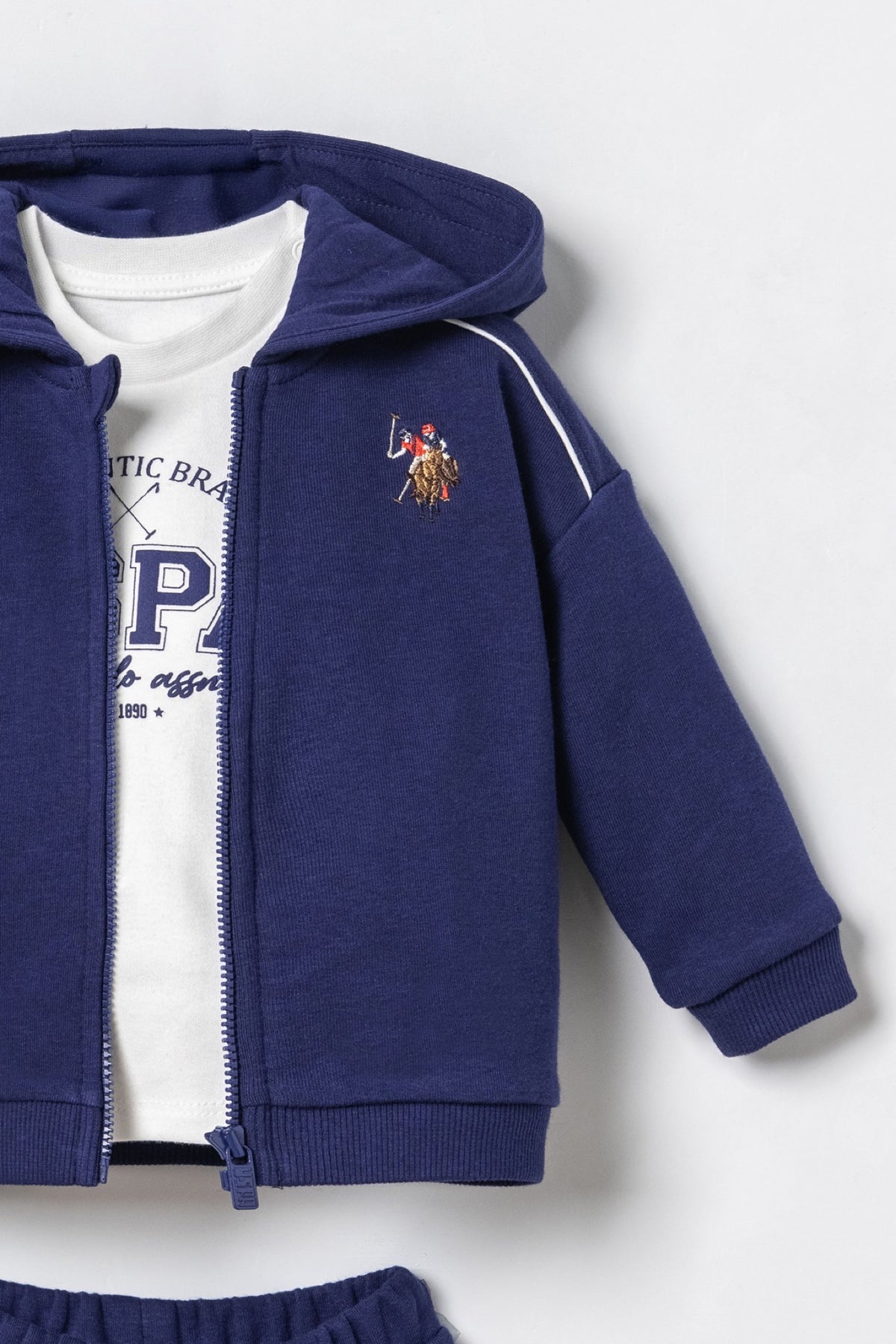 U.S. Polo Assn. teget komplet trenerke za bebe od 3 dijela s bijelom bordurom