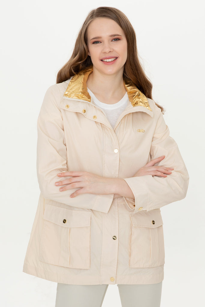 U.S. Polo Assn. bež ženska jakna sa zlatnim detaljima