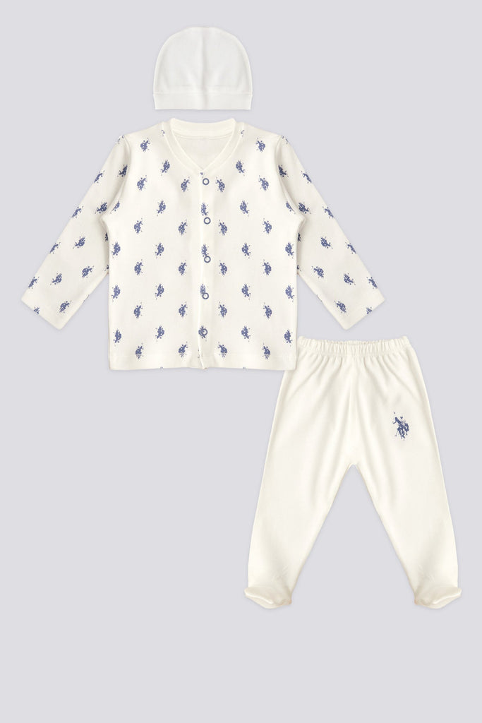 U.S. Polo Assn. bijela majica za bebe s plavim konjićima