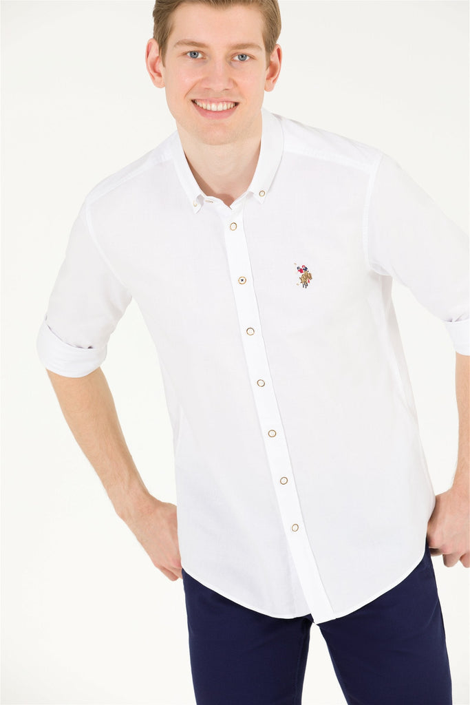 U.S. Polo Assn. bijela muška košulja kontrastnog loga