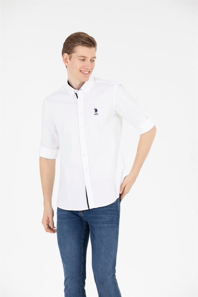 U.S. Polo Assn. bijela muška košulja kontrastnih detalja