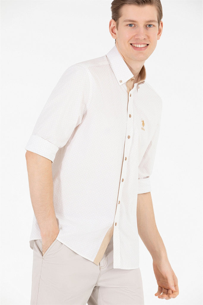 U.S. Polo Assn. bijela muška košulja s točkicama