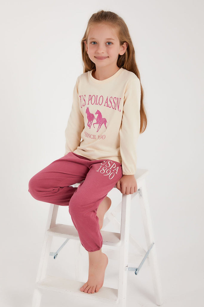 U.S. Polo Assn. bež pidžama za djevojčice (US1233-4-Cream) 5