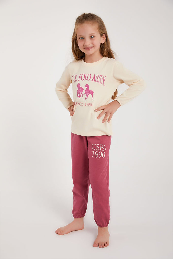 U.S. Polo Assn. bež pidžama za djevojčice (US1233-4-Cream) 1