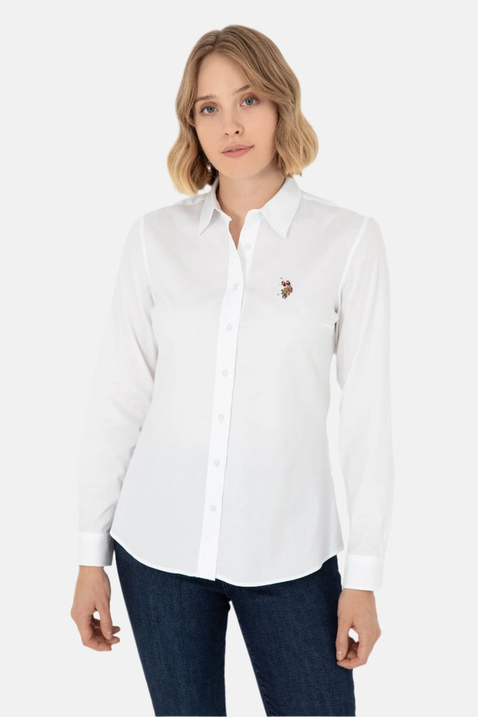 U.S. Polo Assn. bijela ženska košulja s kontrastnim detaljima-[SKU]