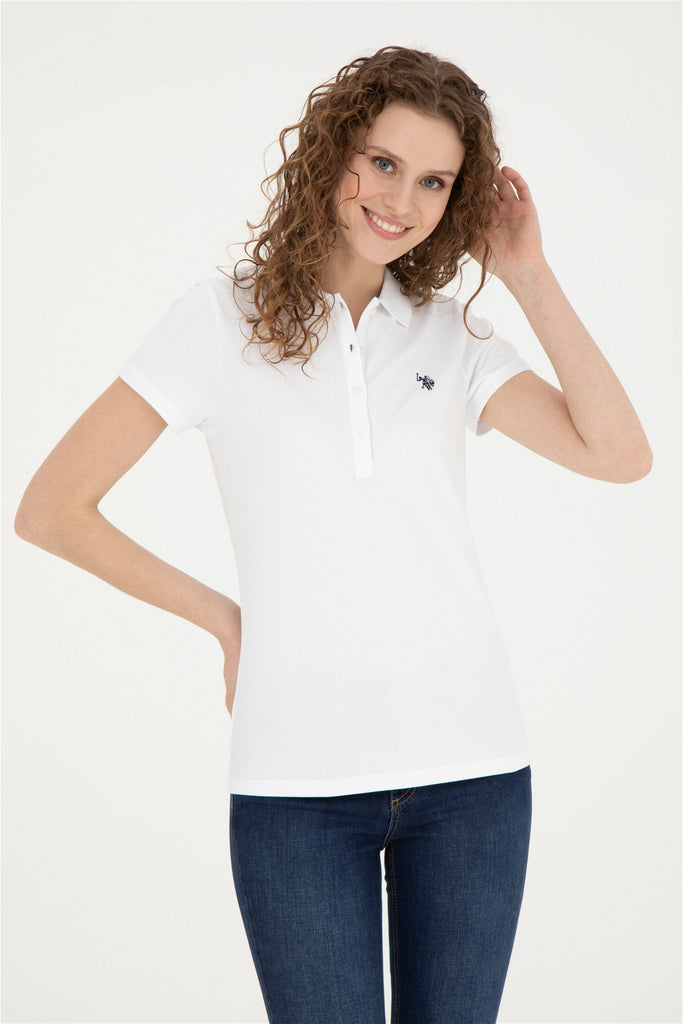 U.S. Polo Assn. bijela ženska majica sa plavim detaljem