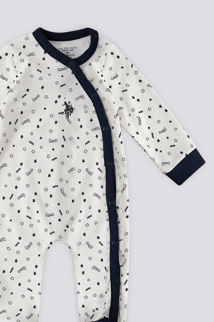 U.S. Polo Assn. bijeli kombinezon za bebe plavog uzorka