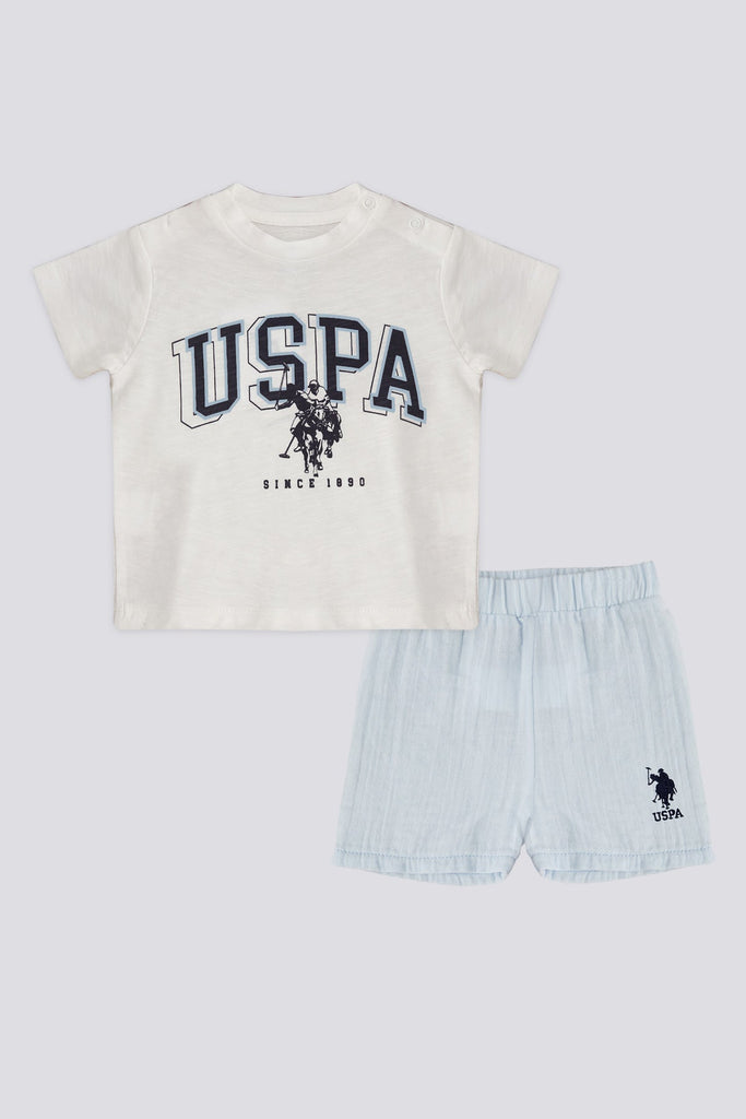 U.S. Polo Assn. bijeli komplet za bebe prugastih hlača-[SKU]