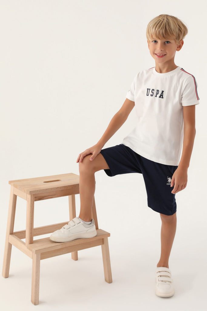 U.S. Polo Assn. bijeli komplet za dječake s prugama-[SKU]