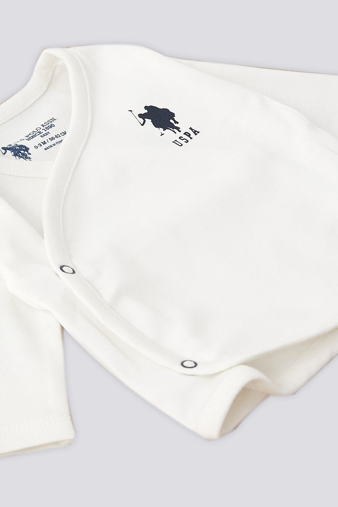 U.S. Polo Assn. bijeli set za bebe s kapicom i uzorcima-[SKU]