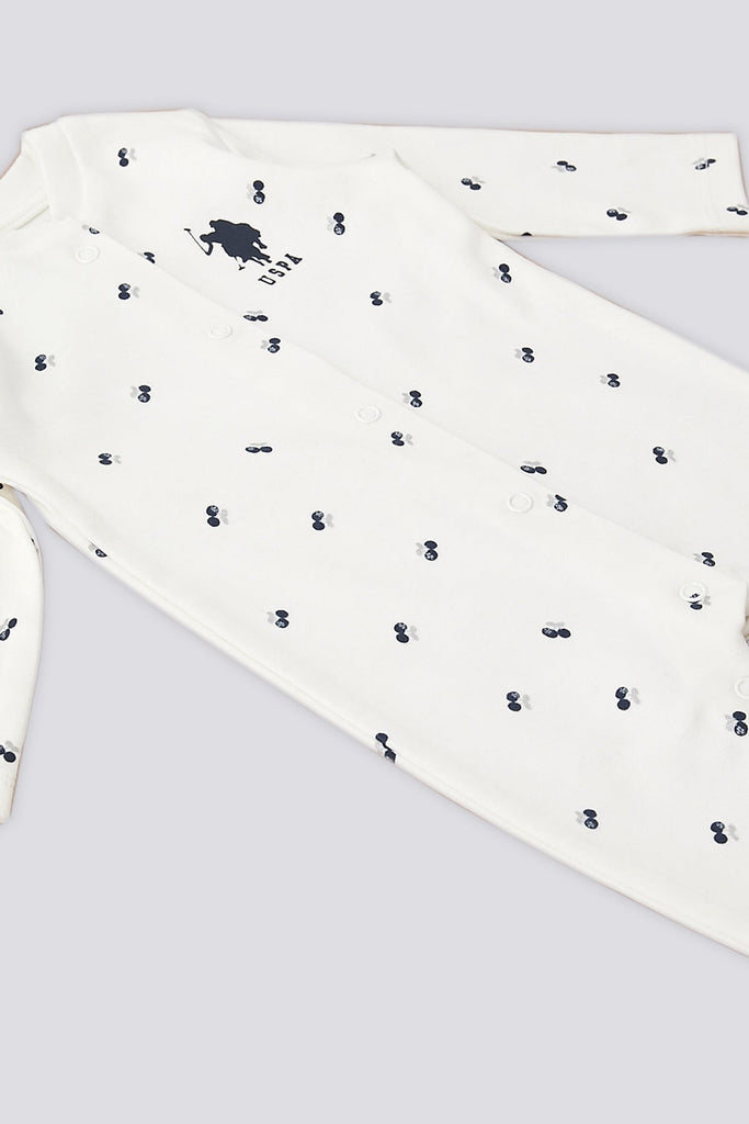 U.S. Polo Assn. bijeli set za bebe s kapicom i uzorcima-[SKU]