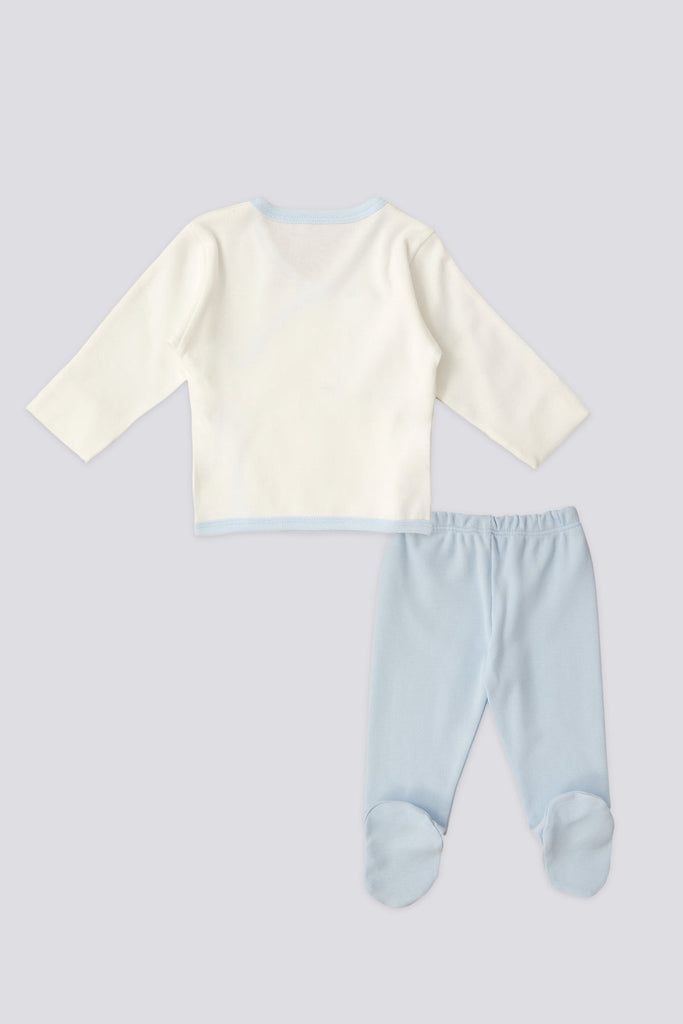 U.S. Polo Assn. bijeli set za bebe s plavim rubom-[SKU]