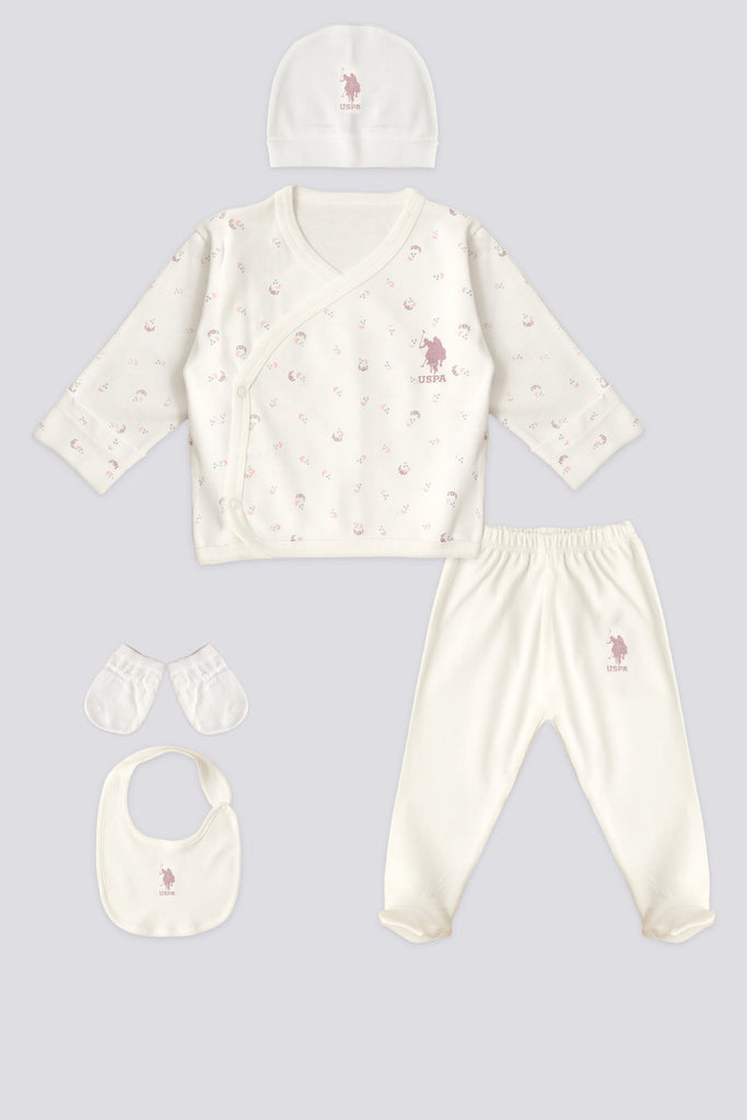 U.S. Polo Assn. bijeli set za bebe s konjićima-[SKU]
