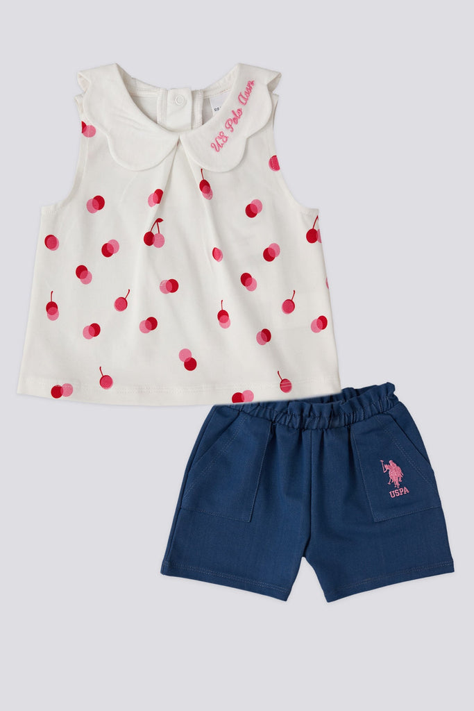 U.S. Polo Assn. bijeli set za bebe s trešnjama-[SKU]