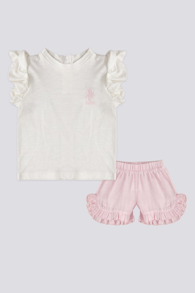 U.S. Polo Assn. bijeli set za bebe s volanima-[SKU]