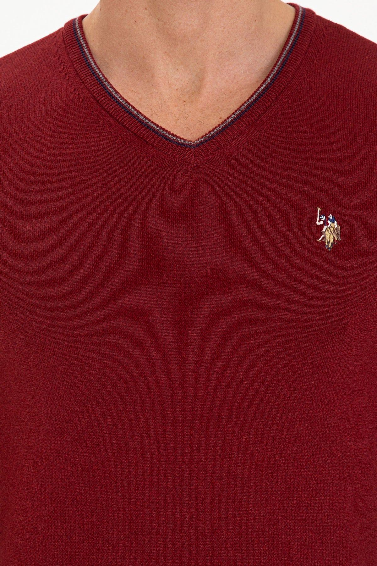 U.S. Polo Assn. bordo muški džemper sa V-izrezom
