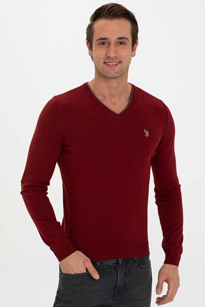 U.S. Polo Assn. bordo muški džemper sa V-izrezom