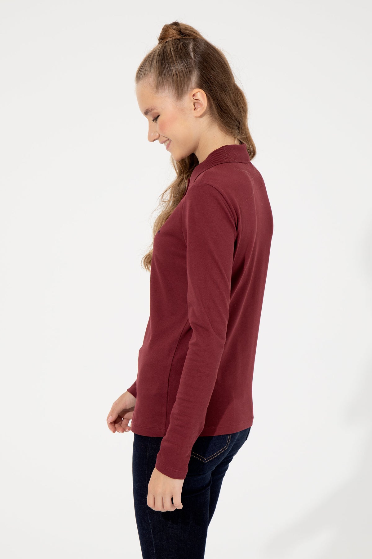 U.S. Polo Assn. ženska bordo polo majica dugih rukava
