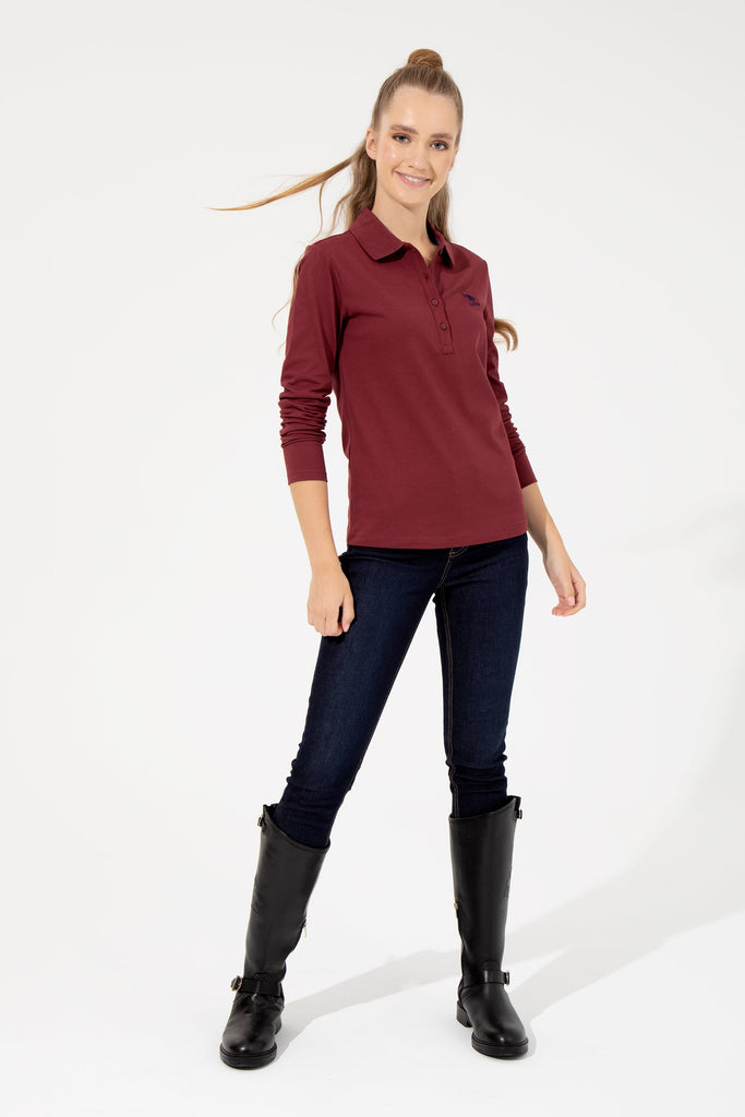 U.S. Polo Assn. ženska bordo polo majica dugih rukava