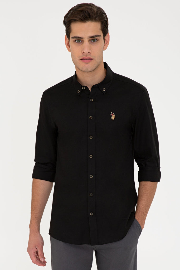 U.S. Polo Assn. crna muška košulja standard kroja
