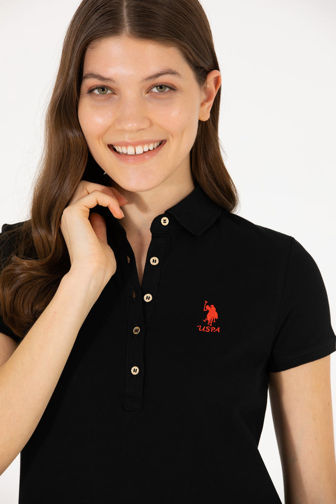 U.S. Polo Assn. crna ženska haljina s kratkim rukavima-[SKU]
