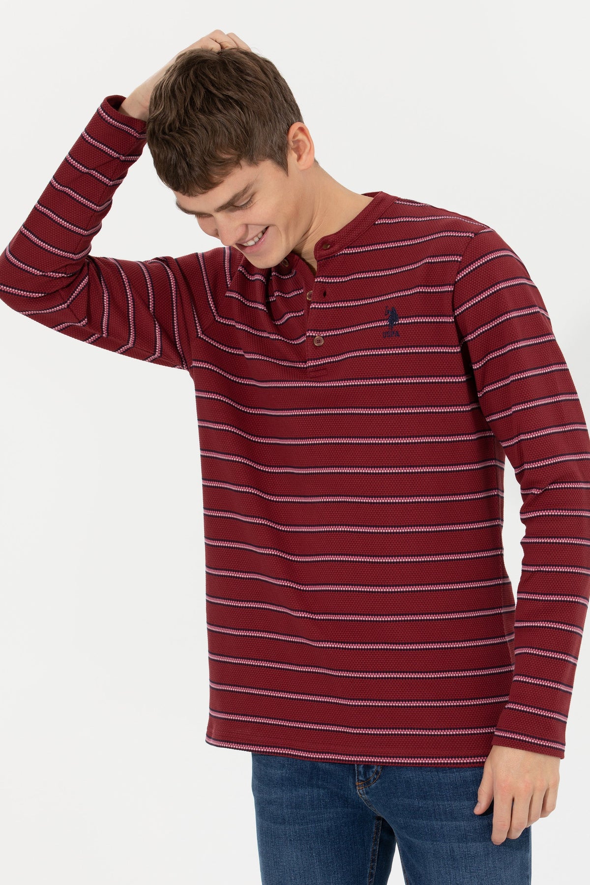 U.S. Polo Assn. crvena muška majica s prugama