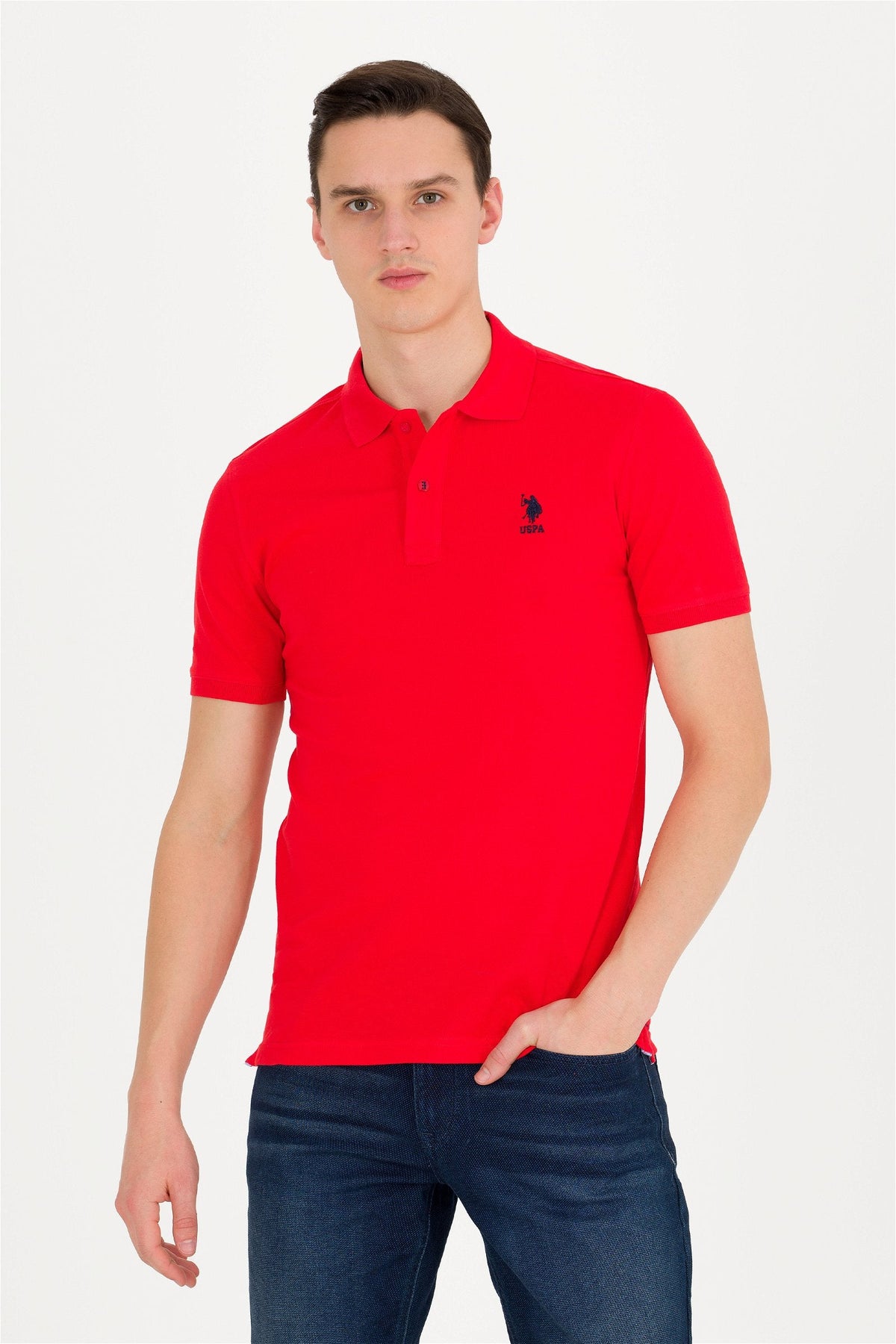 U.S. Polo Assn. crvena muška majica kontrastnog detalja