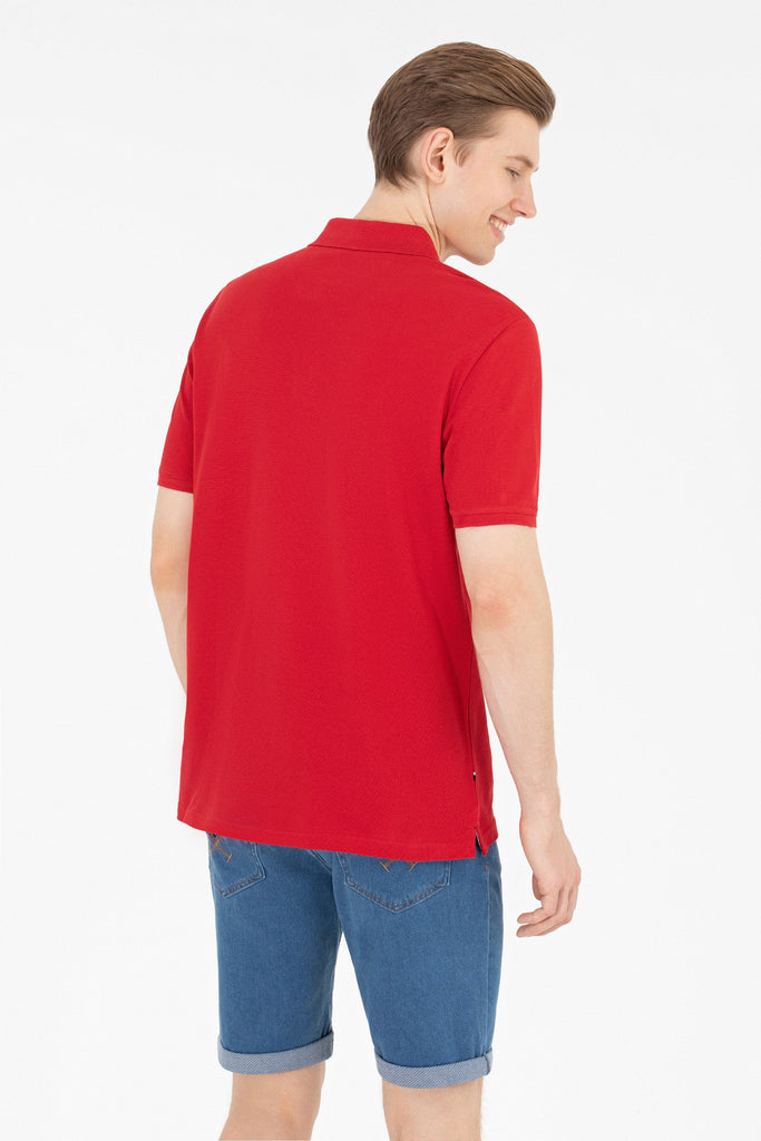 U.S. Polo Assn. crvena muška majica sa kontrastnim logom-[SKU]