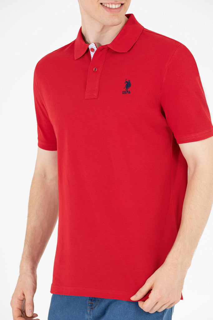 U.S. Polo Assn. crvena muška majica sa kontrastnim logom-[SKU]