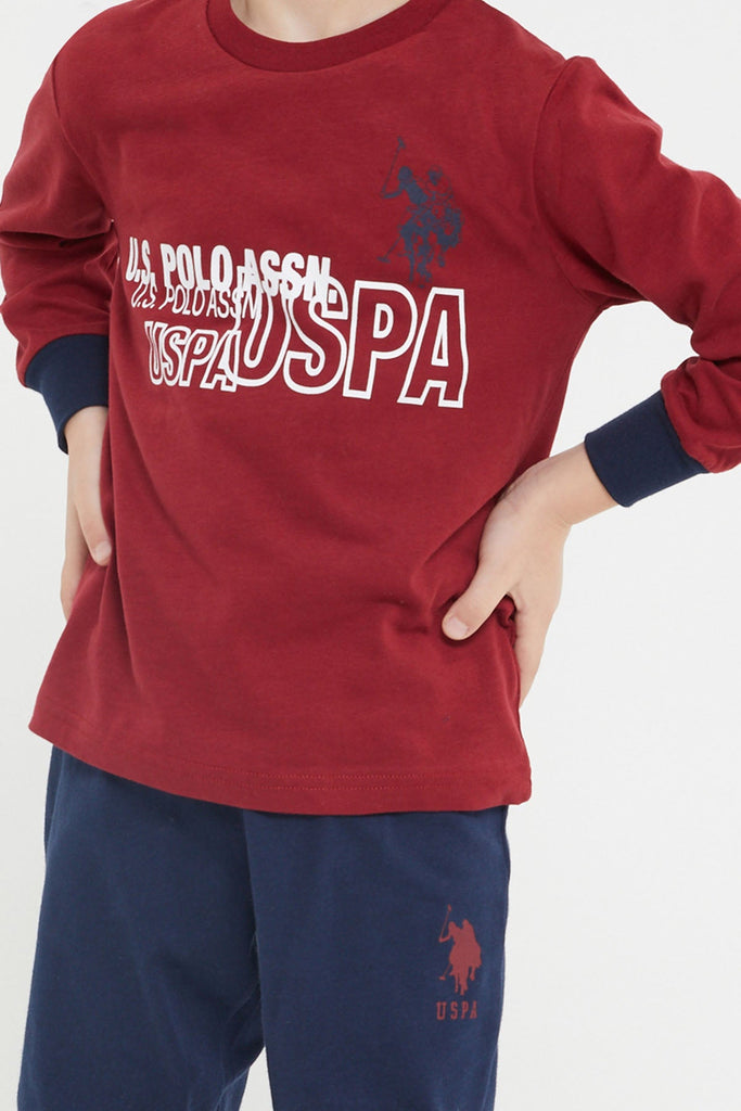U.S. Polo Assn. crvena pidžama za dječake (US1162-4-Claret Red) 3