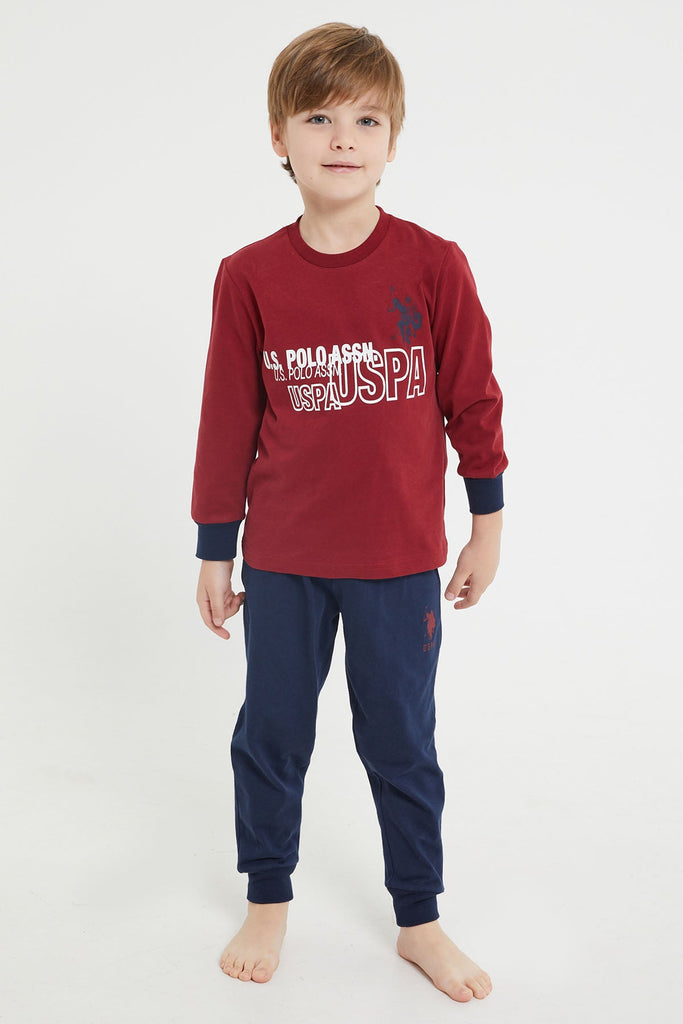 U.S. Polo Assn. crvena pidžama za dječake (US1162-4-Claret Red) 1