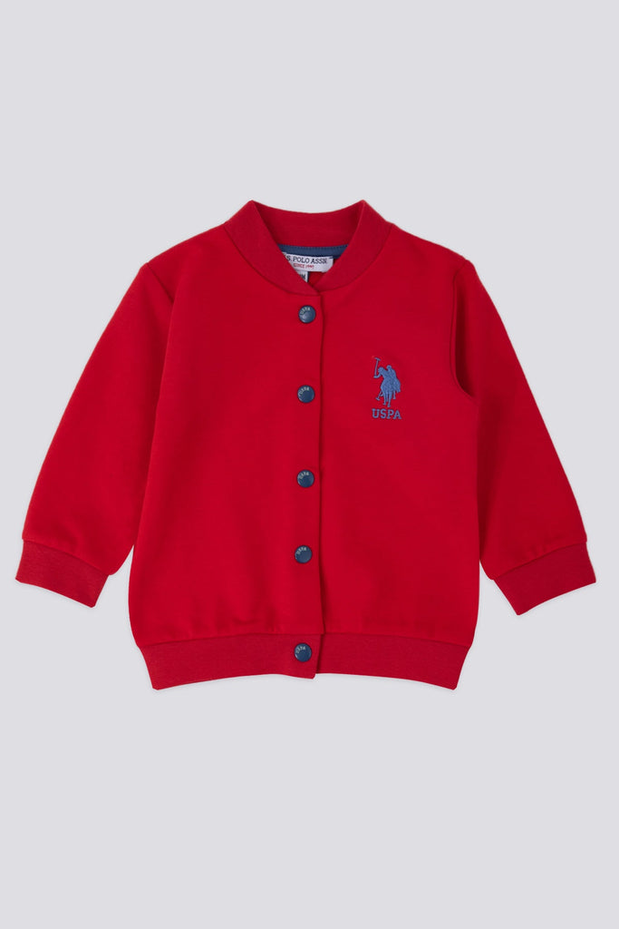 U.S. Polo Assn. crveni džemper za bebe sa dugmićima