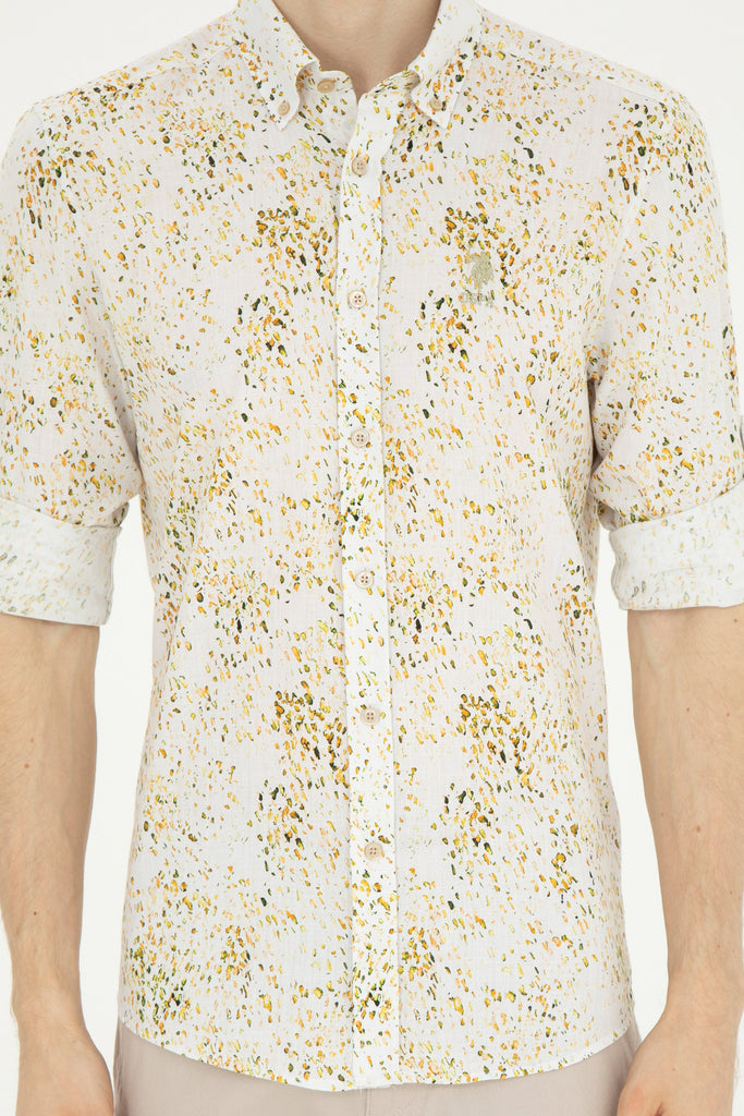 U.S. Polo Assn. khaki muška košulja s uzorkom točkica