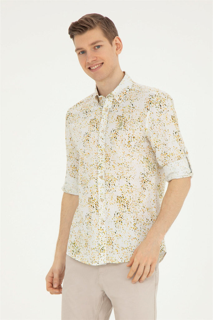 U.S. Polo Assn. khaki muška košulja s uzorkom točkica