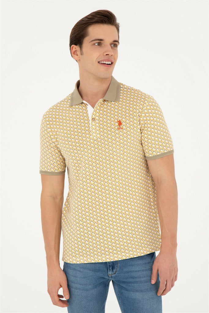 U.S. Polo Assn. khaki muška polo majica sa uzorkom