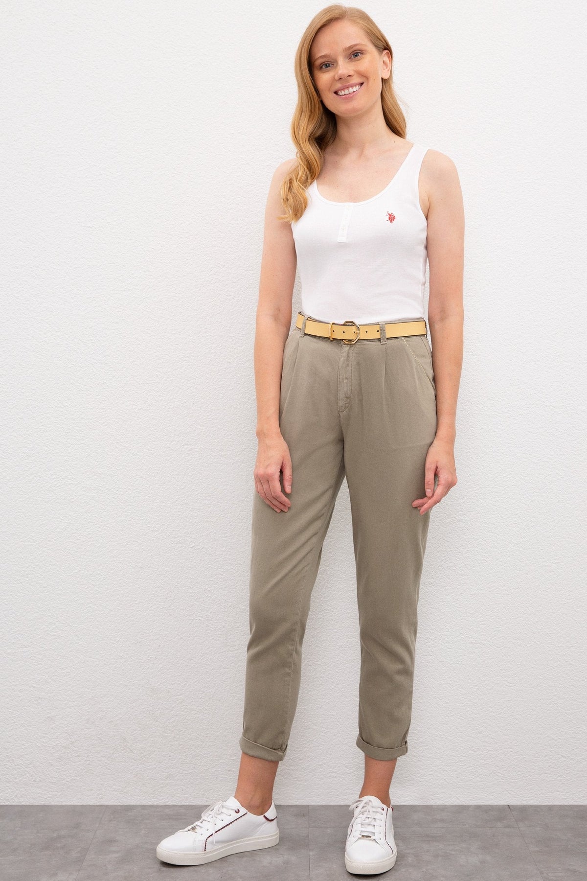 U.S. Polo Assn. khaki ženske pantalone sa kaišem