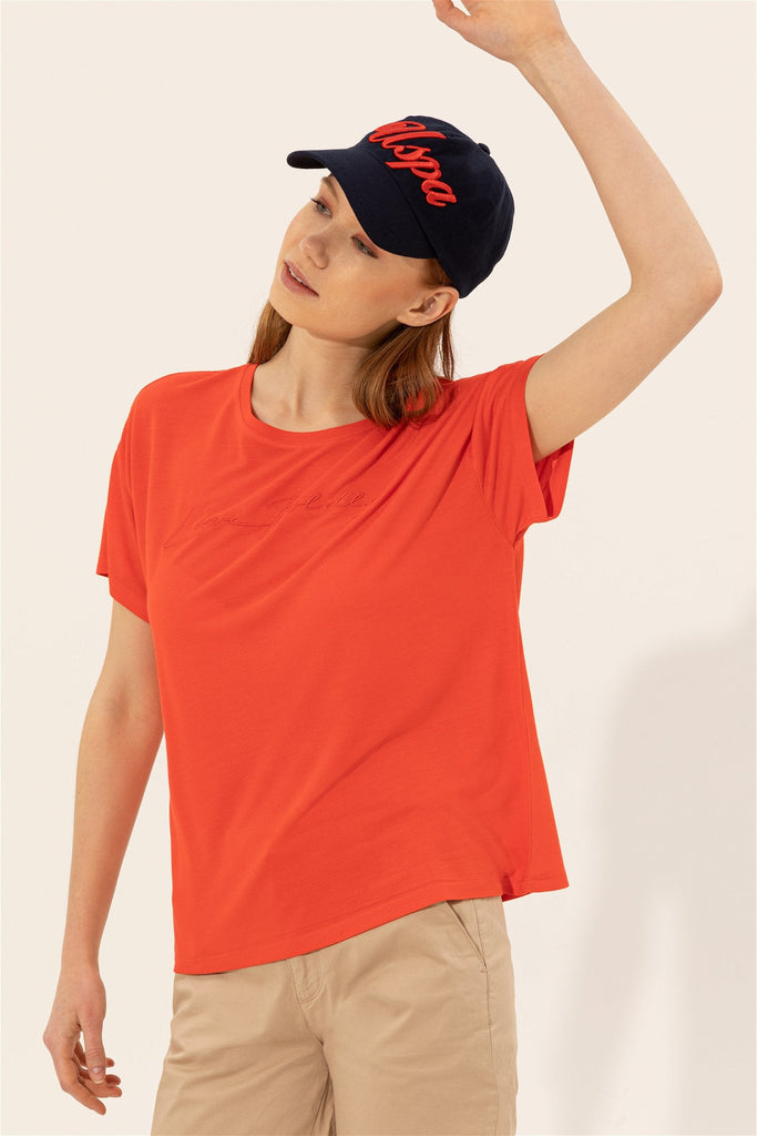 U.S. Polo Assn. koral ženska majica s V-izrezom-[SKU]